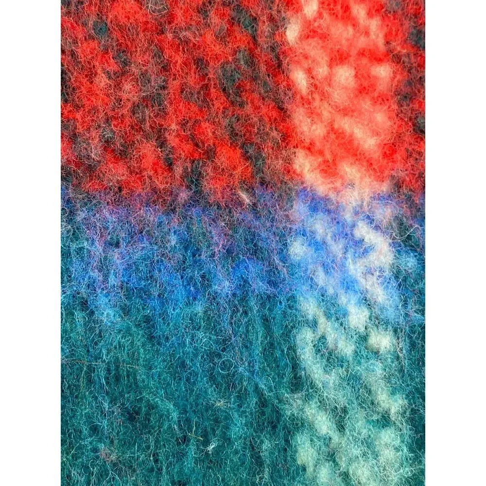 ANTHROPOLOGIE Blanket Tartan Wool Plaid Throw Fringed Red 50